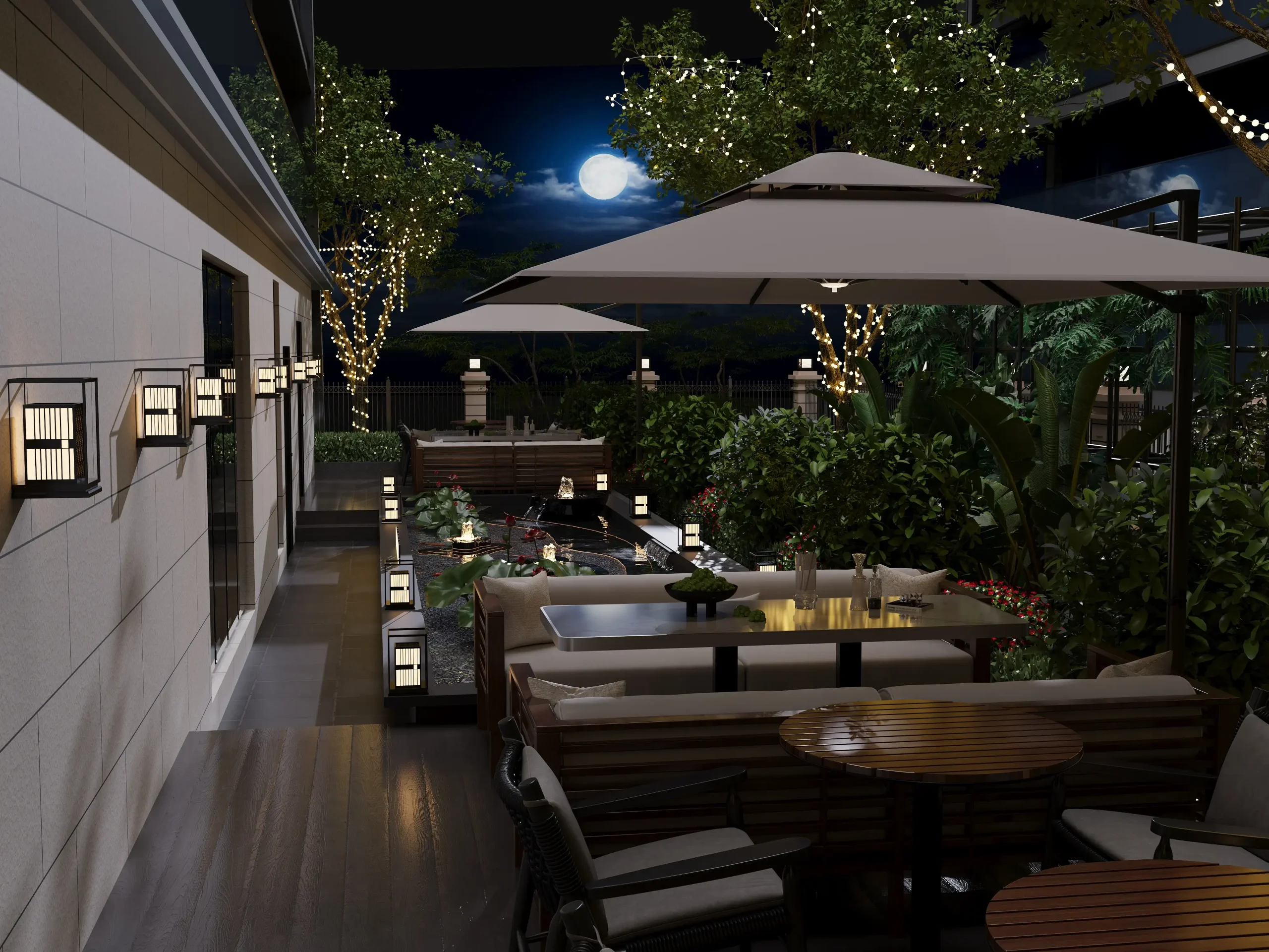 OneLuxeHouse outdoor terrace dining — alfresco restaurant furniture Ghana