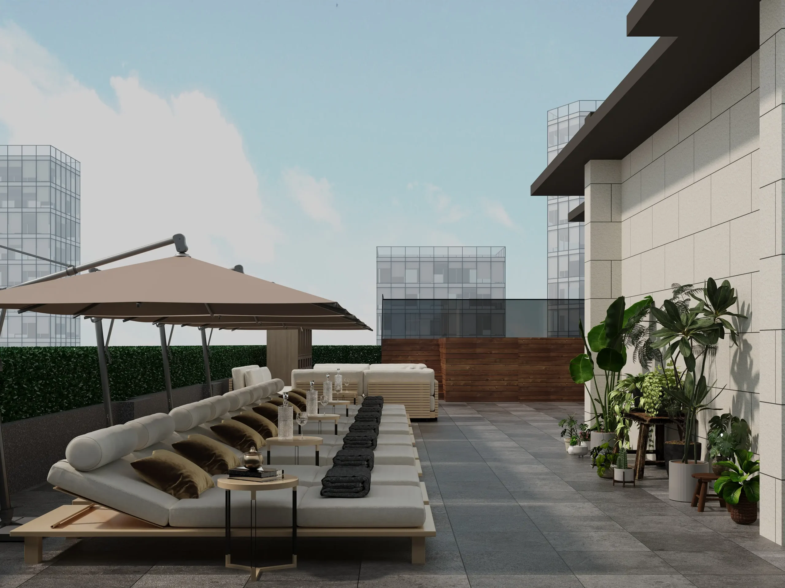 OneLuxeHouse rooftop terrace — outdoor lounge furniture Ghana