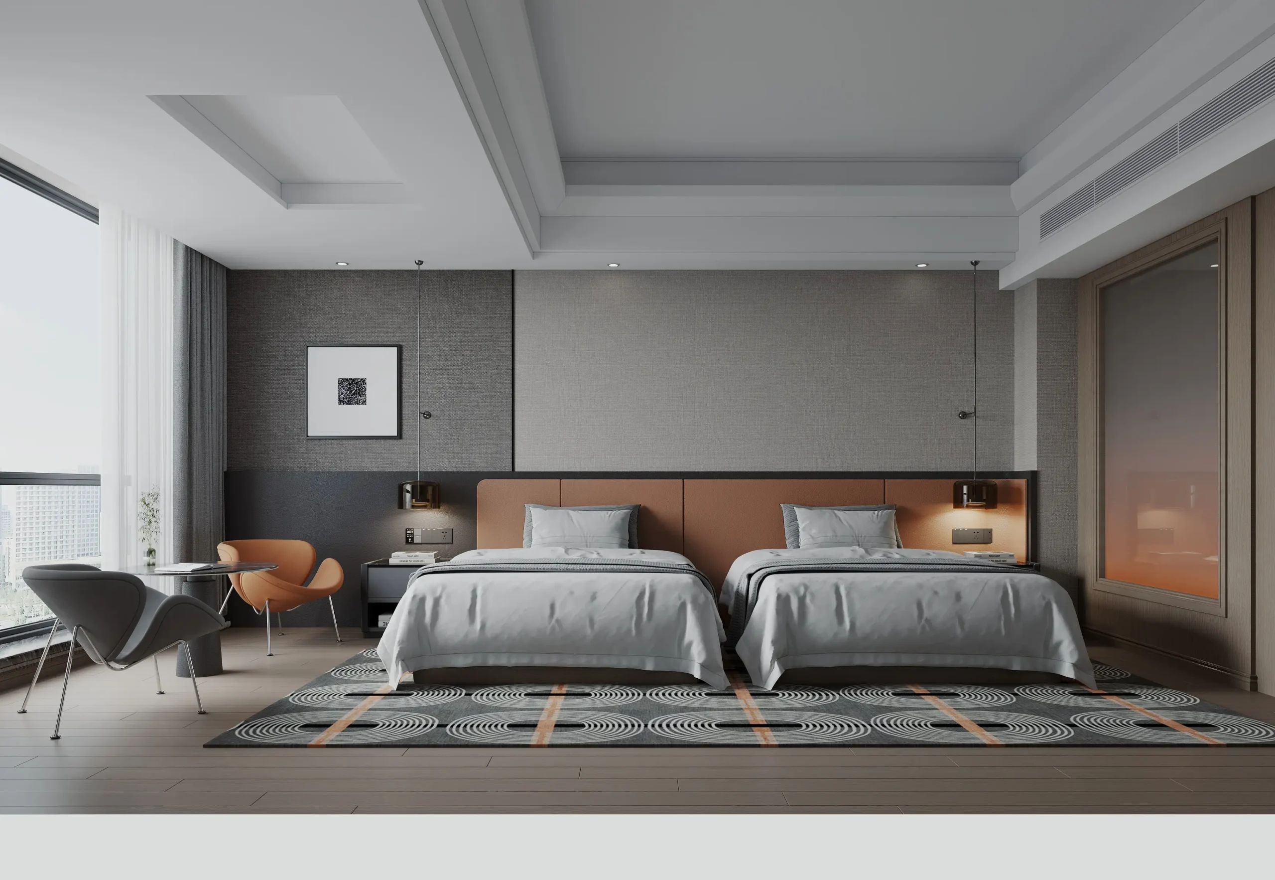 OneLuxeHouse standard guestroom — twin bed hotel furniture by Zhobai Ghana