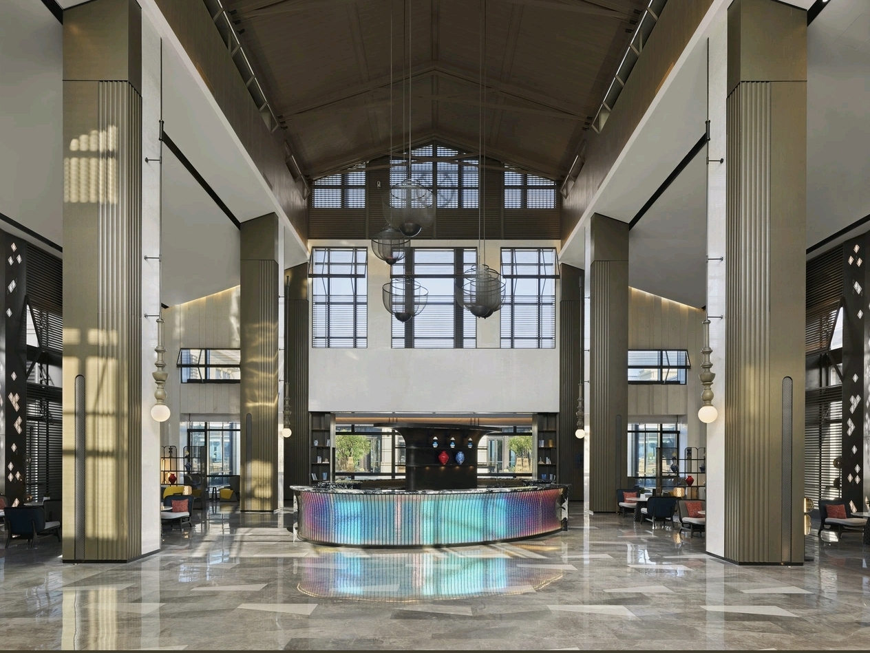 Dhawa Beihai Weizhou Island atrium lobby — hotel furniture by Zhobai