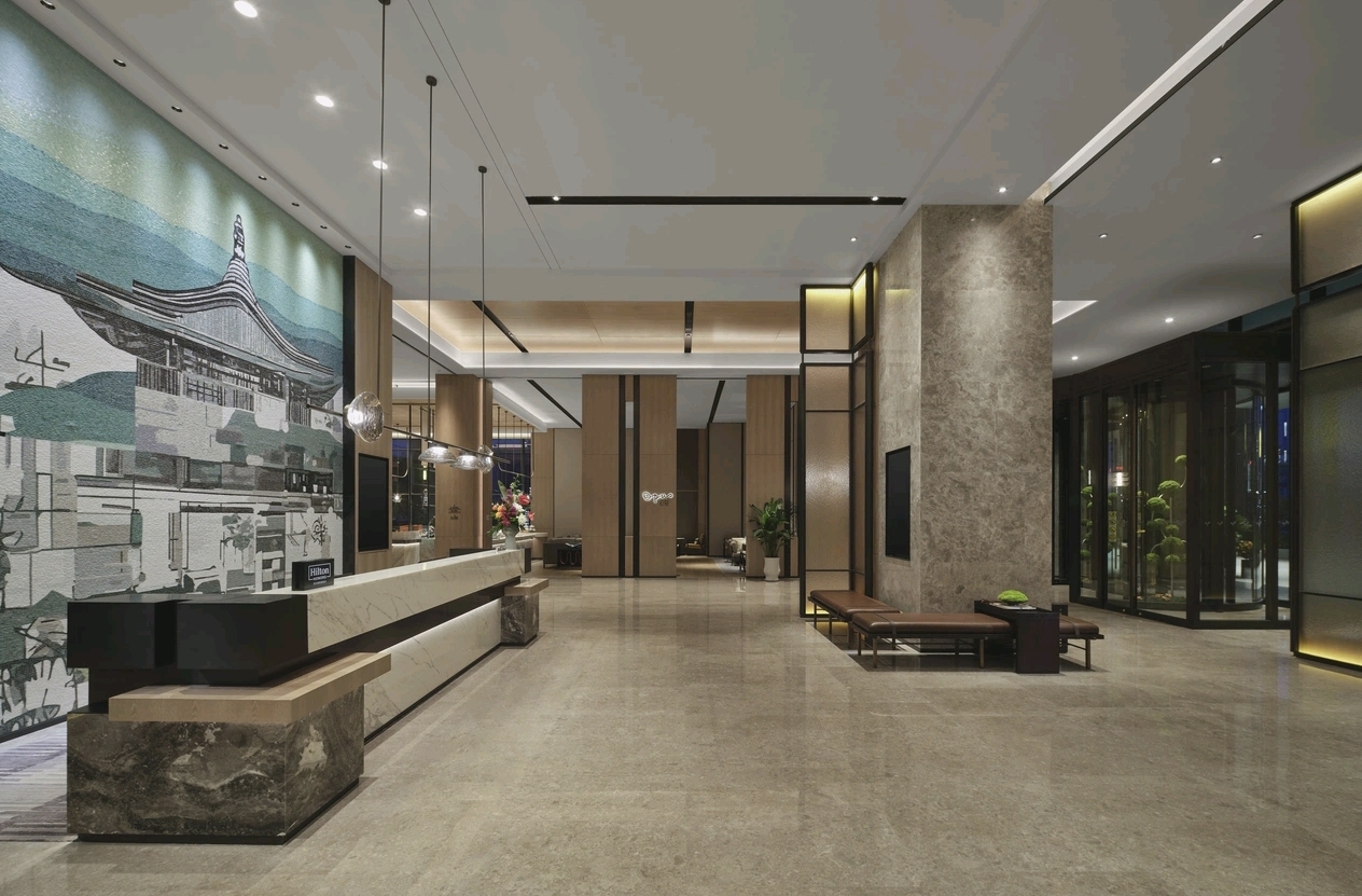 Lobby deep corridor passageway at DoubleTree Zhengzhou East
