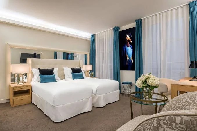 Deluxe Twin bed room with city view at Hotel Camille Paris