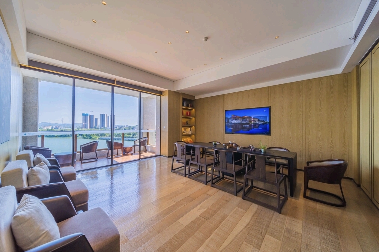 Jolie Vue Hotel Yulin lake view lobby lounge — lakeside furniture by Zhobai