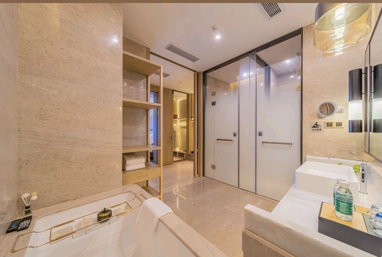 Jolie Vue Hotel Yulin room luxury bathroom and bathtub — furniture by Zhobai