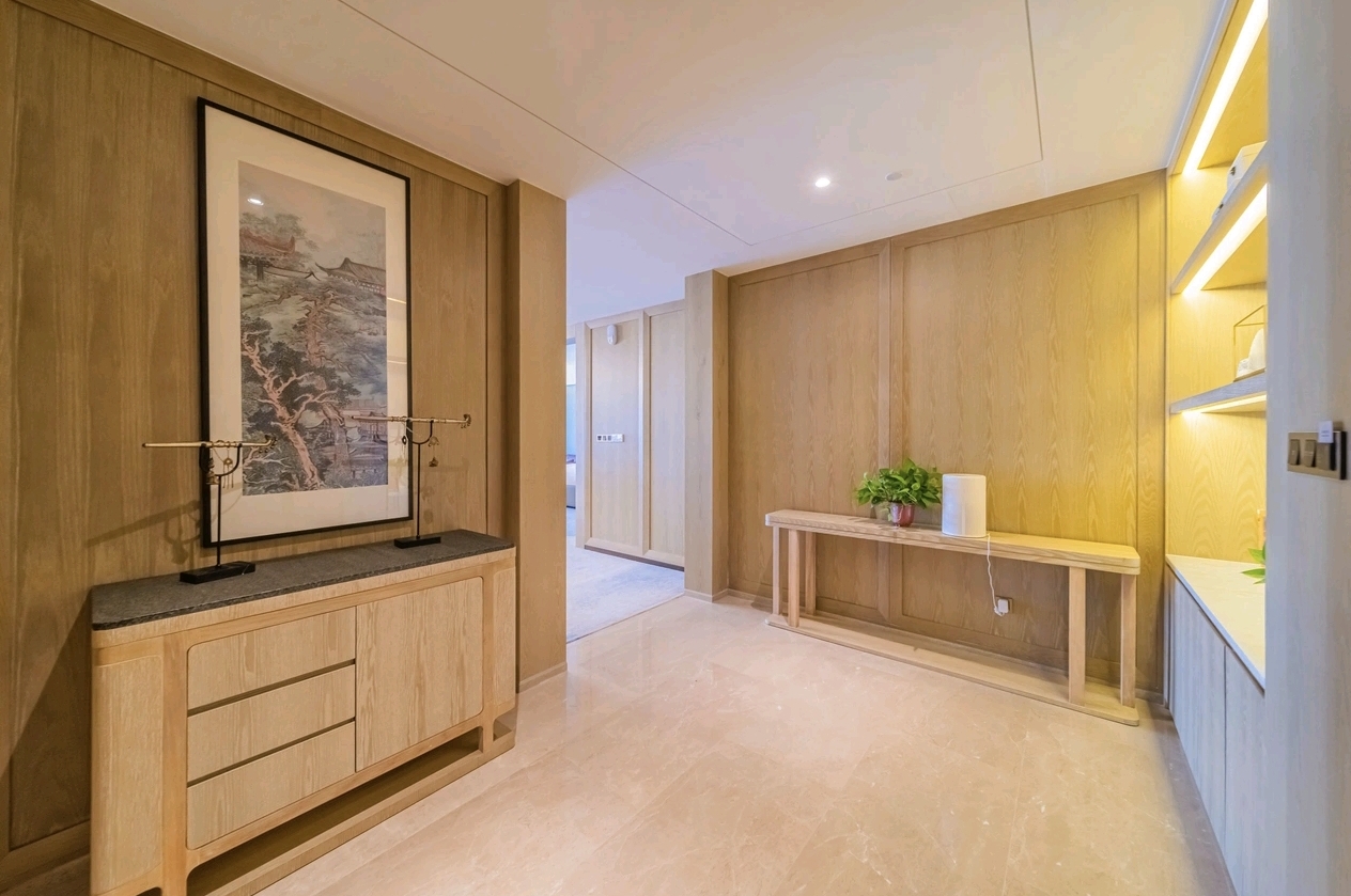 Jolie Vue Hotel Yulin suite hallway and cabinet area — bespoke furniture by Zhobai