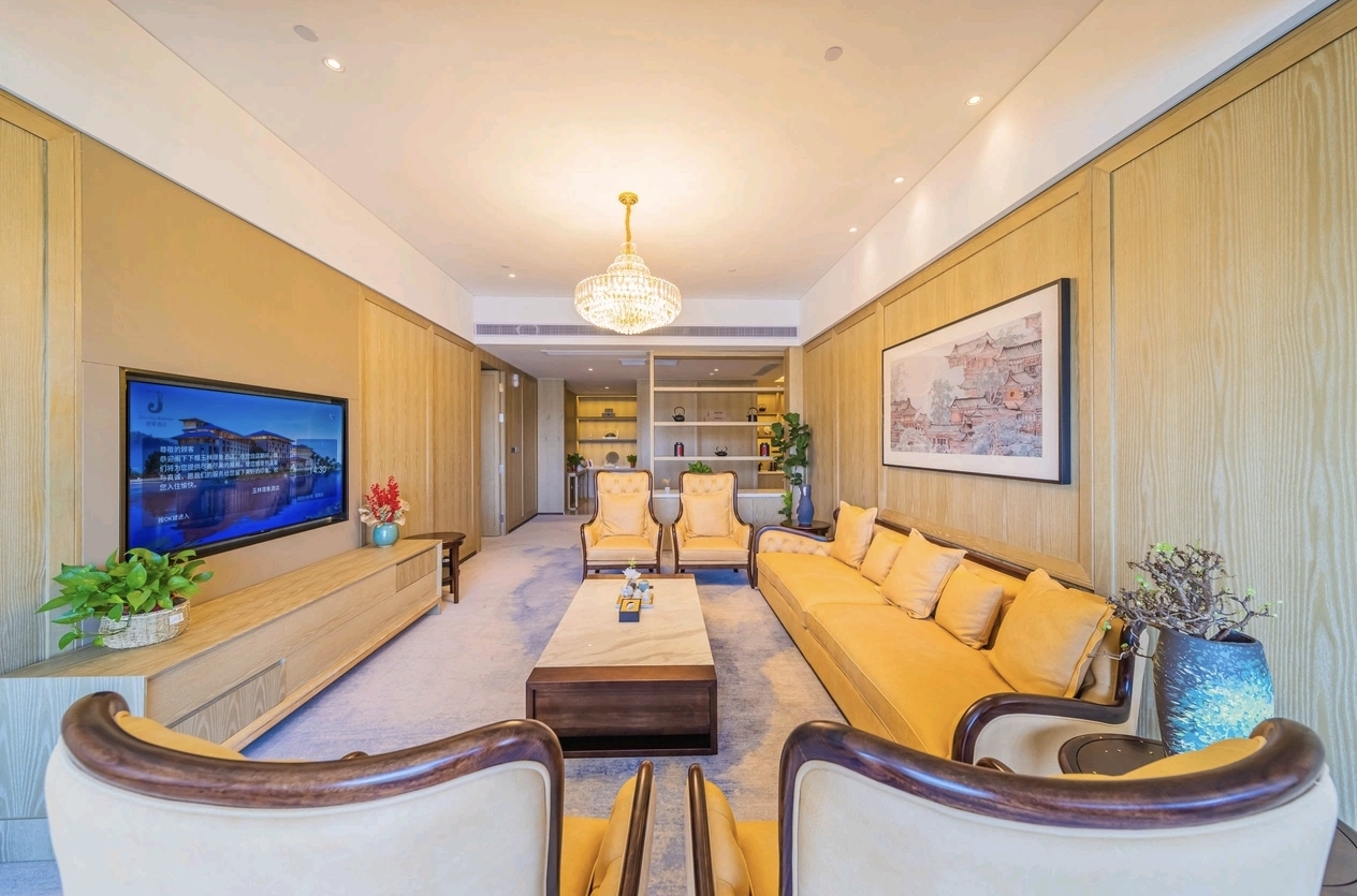 Jolie Vue Hotel Yulin suite living room lounge — custom furniture by Zhobai