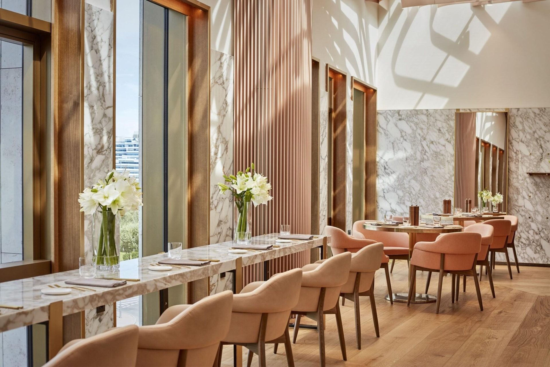 The Ritz-Carlton Almaty fine dining banquet table — restaurant furniture by Zhobai