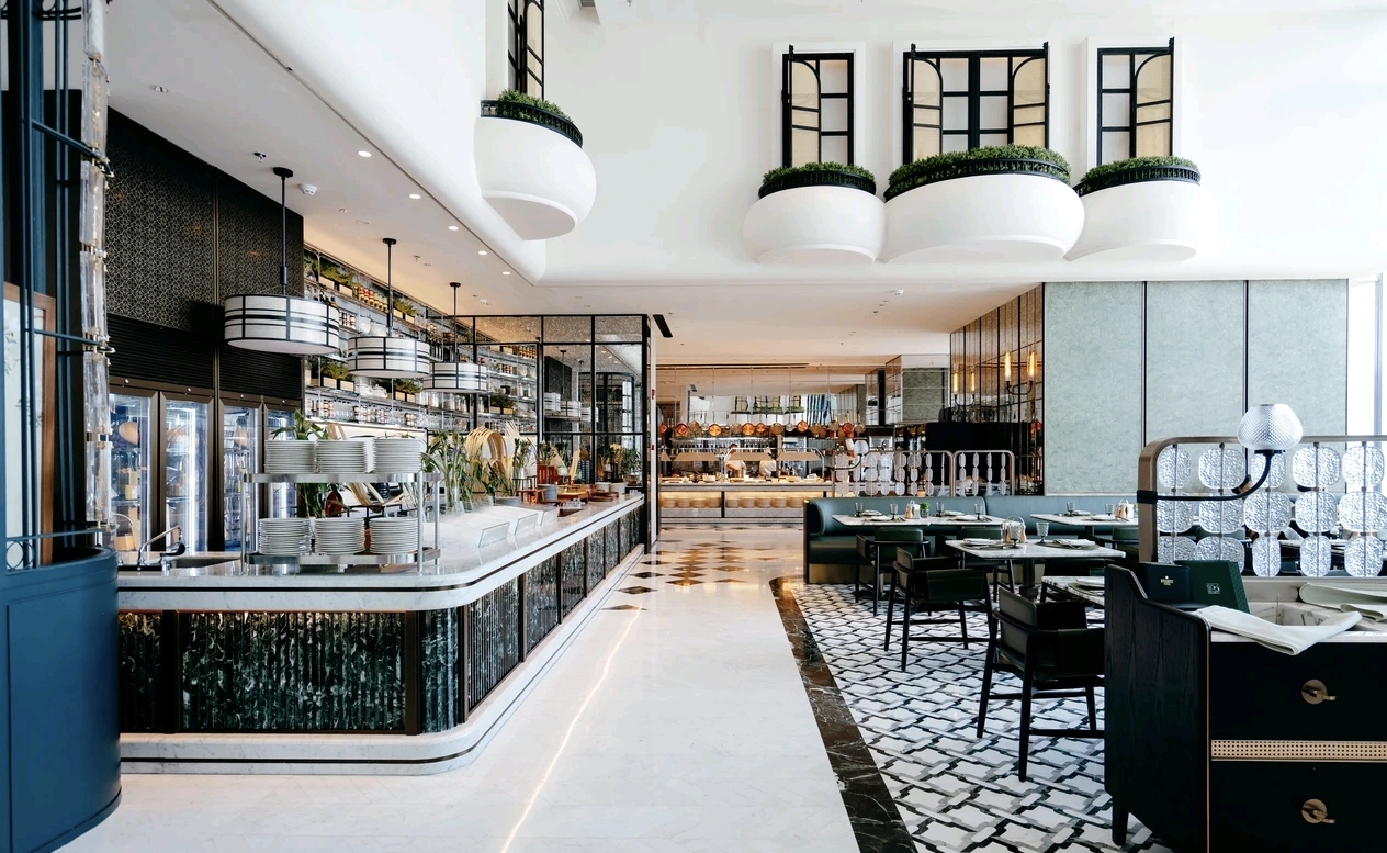 Shangri-La Nanshan Shenzhen lobby bar counter and beverage area — furniture by Zhobai