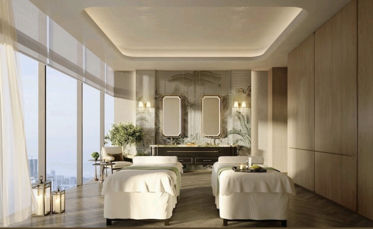 Shangri-La Nanshan Shenzhen lobby indoor garden and spa lobby — furniture by Zhobai