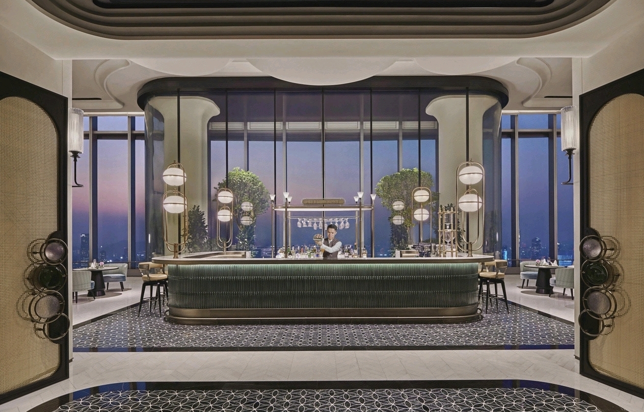 Shangri-La Nanshan Shenzhen lobby reception atrium — hotel furniture by Zhobai