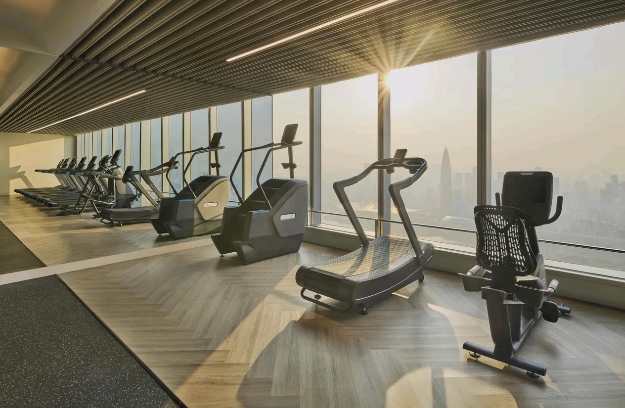 Shangri-La Nanshan Shenzhen sky view fitness gym centre — hotel wellness furniture by Zhobai