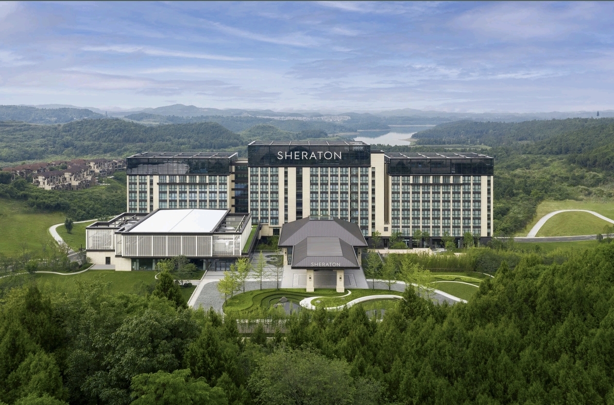 Sheraton Mianyang Xianhai Lake Resort hotel front exterior — hotel furniture by Zhobai