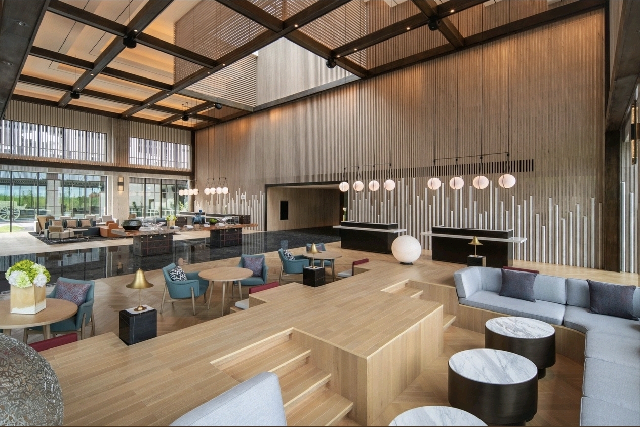 Sheraton Mianyang Xianhai lobby casual coffee bar area — bar furniture by Zhobai