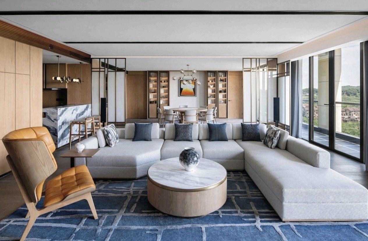 Sheraton Mianyang Xianhai lobby sofa casual lounge — custom seating by Zhobai