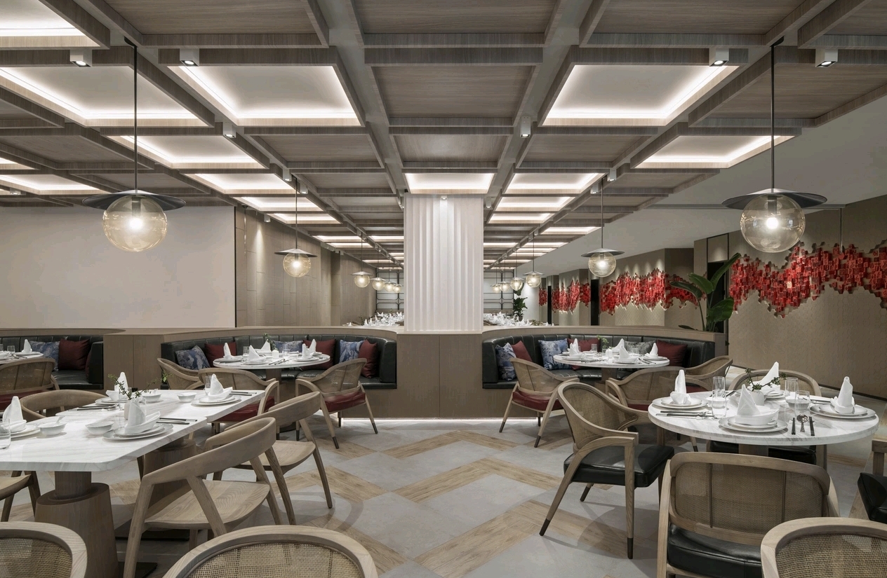 Sheraton Mianyang Xianhai Yue Chinese dining hall — restaurant furniture by Zhobai