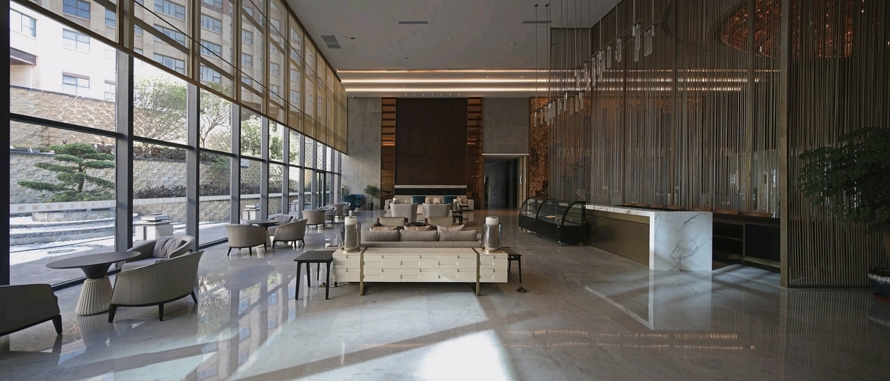 Wyndham Baise Resort atrium lobby corridor — furniture and design by Zhobai