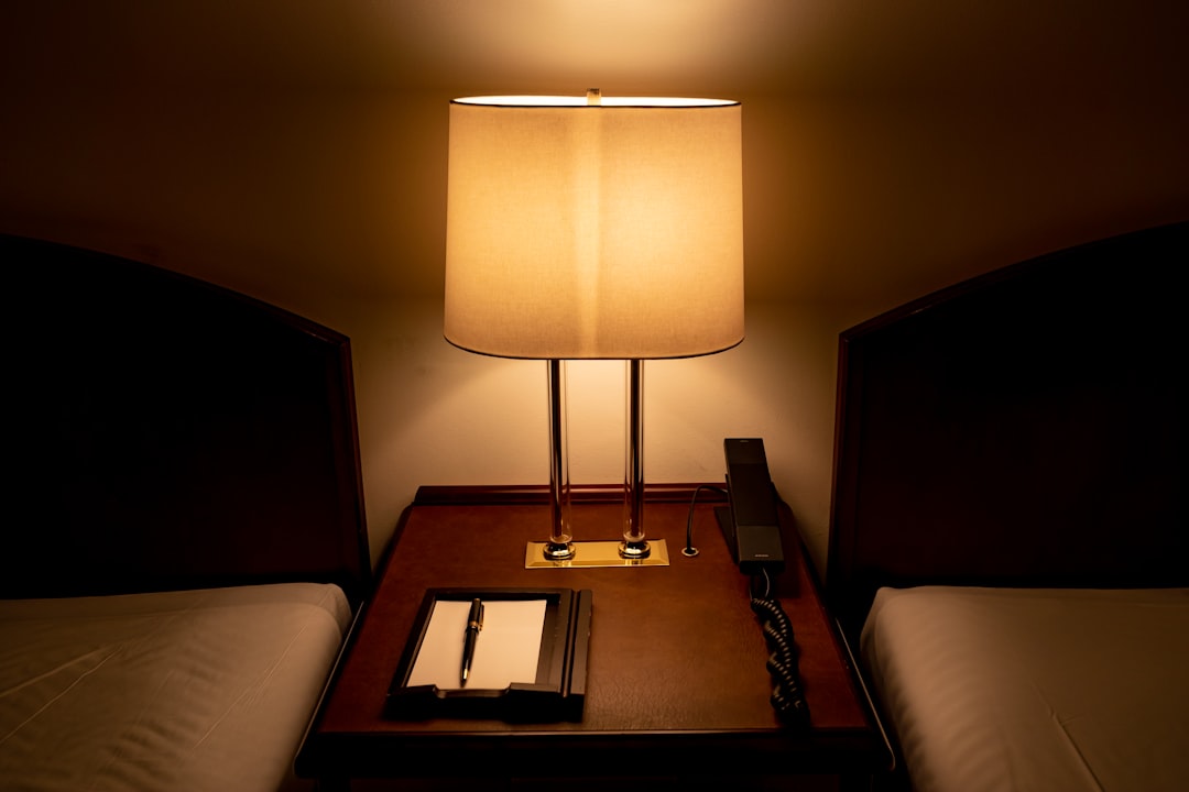 white and black table lamp